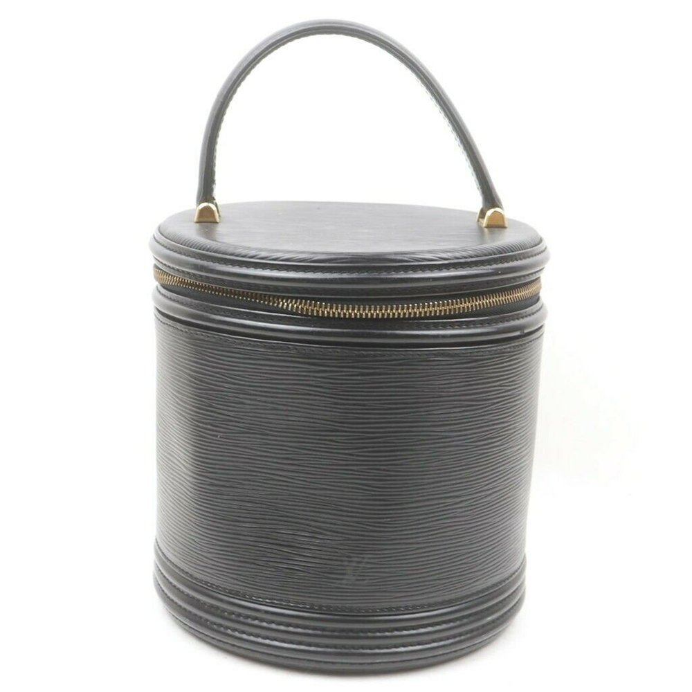 Louis Vuitton Black Epi Leather Round Vanity Case with Gold Hardware